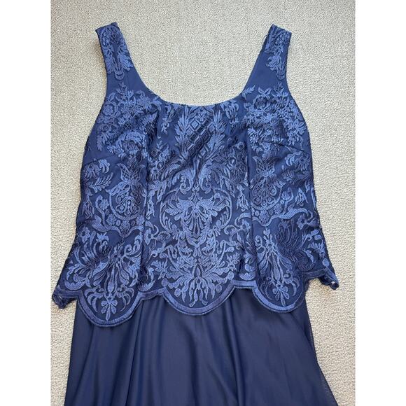 NWT Alex Evenings Formal Dress and Jacket Set Gown Lace Navy Size 6 Petite - Picture 4 of 14